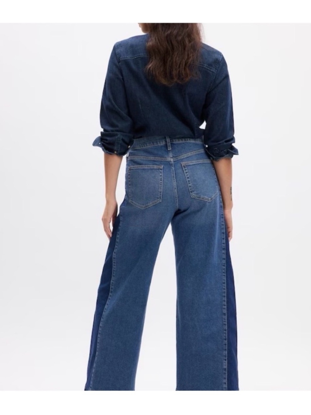 GAP High Rise Stride Women's Two-Tone Wide Leg Jeans - Blue - Picture 4 of 4